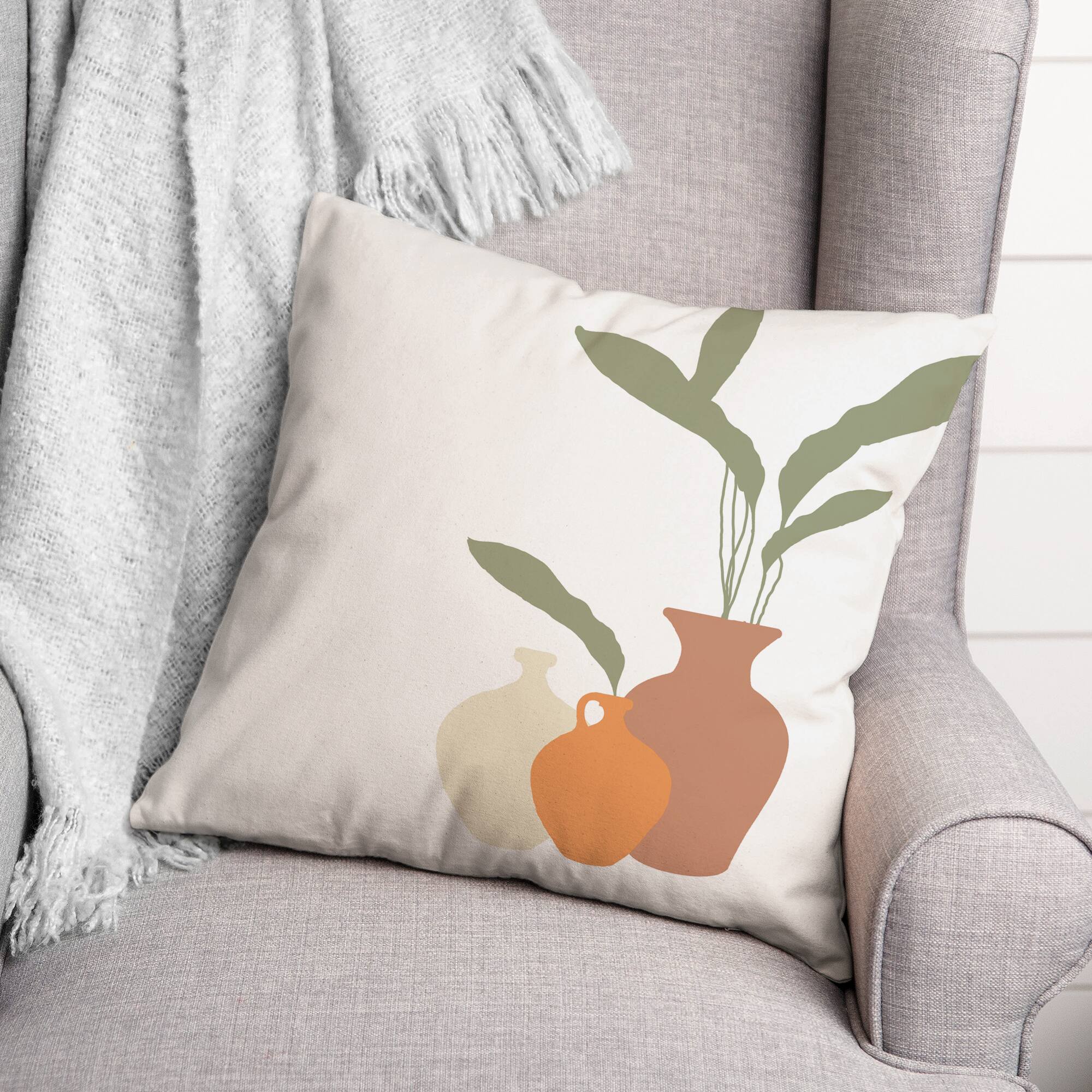 Potted Plants 18" x 18" Throw Pillow